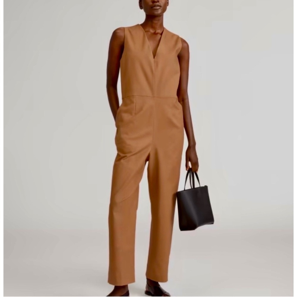 Everlane Italian GoWeave V-Neck Sleeveless Jumpsuit‎ Brown Size 8 NWT